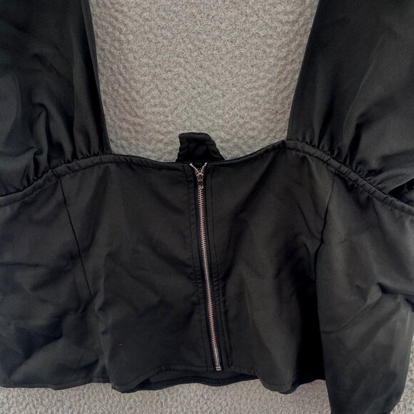 Pretty Little Thing Top Womens 20 Plus Black Cross Over Zip Underwire Bodice NWT - Picture 7 of 13